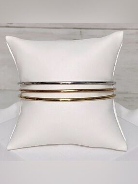 NEW Stainless Steel Bangle Trio Gold, Silver & Rose Gold